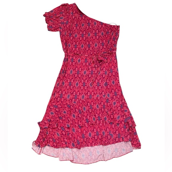 Ralph Lauren Pink Fuchsia Geo-Print Jersey One-Shoulder Dress Womens Sz 20W - Picture 2 of 13